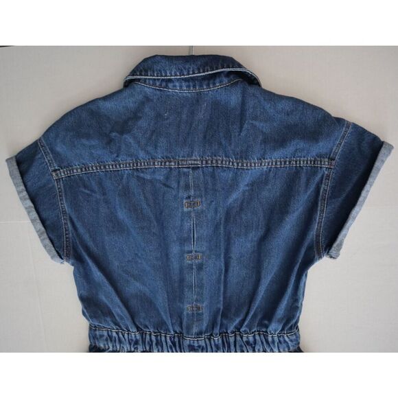 We The Free OB1417588 Women's Sz S Blue Denim Work Hard Play Harder Romper - Picture 7 of 10
